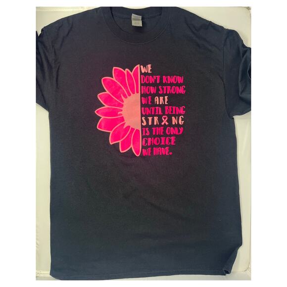 Gildan Tops - Stronger than Cancer Sunflower Pink Tshirt Size L Pre-Owned